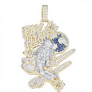 Colgante de Astronauta con Moissanita y Circonita, Chapado en Plata 925, Estilo Hip Hop, Dije de Dibujos Animados - Product Image 1