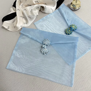 Logo Printed Blue Organza <b>Envelope</b> Jewelry <b>Gift</b> Packaging Luxury Organza <b>Envelope</b> Pouch - Product Image 6