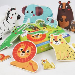 Rompecabezas de Madera con Forma de Animales de Dibujos Animados, 6 Piezas, Seguros para Niños, Juguetes de Bricolaje para Niños Pequeños de 2 a 4 Años - Product Image 5