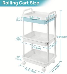 Plastic Kitchen <b>Storage</b> Rack Fridge Side <b>Narrow</b> Slim Rolling Cart Sliding Shelf Organizer Four Layers Eco-Friendly PP Plastic - Product Image 3