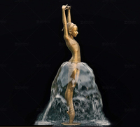 Personnalisé extérieur grandeur nature Bronze fille nue danse Statue fontaine d'eau métal Ballet femme jardin centre commercial décor