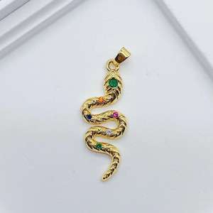 Collar con colgante de serpiente al por mayor para mujer cadena de eslabones de acero inoxidable con piedras de circón de cobre chapadas en oro para regalos - Product Image 5