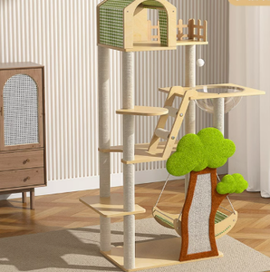 현대 클래식 올인원 고양이 등반 프레임 둥지 나무 긁기 보드 사이잘삼 공간 캡슐 스윙 장난감 판지 포장 - Product Image 1