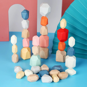 <strong>Wooden</strong> Rainbow Stone Building <strong>Blocks</strong> Toys Sensory Montessori Toys <strong>Sorting</strong> <strong>Stacking</strong> Rocks Stones for Kids Gift - Product Image 2