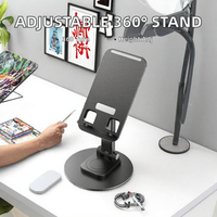 Support de téléphone pliable télescopique en alliage d'aluminium, rotation à 360 degrés, support de tablette antidérapant pour bureau