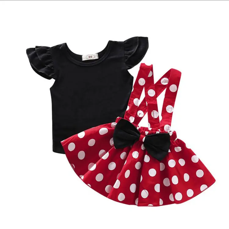 Infant Girl Clothes Sets 2021 Baby Summer Clothes Set Infant Fly Sleeve T Shirt Dot Girl Dress Outfit Christmas Suit Children Girls Clothing Sets