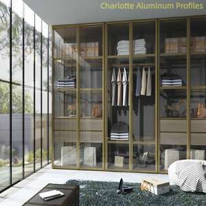 Profilés d'extrusion en aluminium coulissants de garde-robe de stock de prix de gros d'usine pour le cadre de porte de placard d'armoires de cuisine - Product Image 4