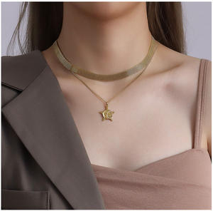 Collar con Colgante Grande de Estrella, Sol y Luna en Uno, Chapado en Oro de 18K, Acero Inoxidable, para Mujer - Product Image 6