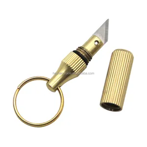 1PCS Mini Messing Kapsel Taschen messer Tragbare Gebrauchs messer Überlebens messer Schlüssel bund Anhänger Gadget Brief Paket öffner