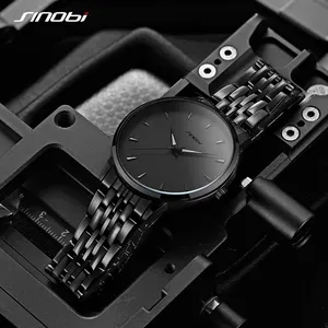 SINOBI Cool Watch für Jungs S9823G voll schwarze Herren uhr mit leuchtenden Hands Edelstahl band einfache Uhr ohne Zifferblatt