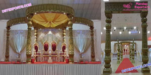 Mandap de pilar de pavo real para boda, mantel de fibra para decoración de boda antigua de Malasia, con Loto, el mejor diseño - Product Image 3