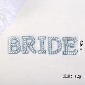 Shenglan long lanh cô dâu Rhinestone ngọc trai dính trên chữ cái các bản vá lỗi vải đính chữ cho quần áo mũ giày DIY <span class=keywords><strong>Craft</strong></span> - Product Image 5