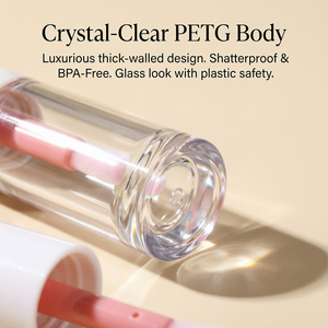 Tubes <span class=keywords><strong>de</strong></span> brillant <span class=keywords><strong>à</strong></span> lèvres vides en PETG <span class=keywords><strong>de</strong></span> 6,5 ml, <span class=keywords><strong>à</strong></span> paroi épaisse, ronds, transparents, avec applicateur Doe Foot surdimensionné, contenants pour gloss, vente en gros, personnalisation OEM - Product Image 3