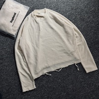 T-shirt thermique à manches longues en maille gaufrée avec logo personnalisé, sweat-shirt épais de haute qualité, t-shirt vieilli pour homme