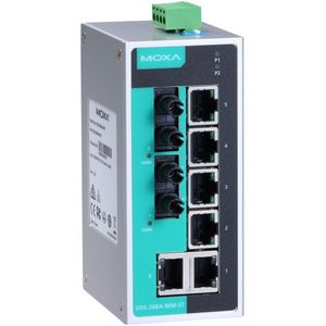 สวิตช์อุตสาหกรรมแบบไม่ต้องจัดการ Moxa EDS-208A-MM-ST-T สำหรับติดตั้งบนราง DIN 8 พอร์ตอีเธอร์เน็ต - Product Image 1