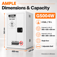 Armoire de sécurité pour produits chimiques toxiques de 15 L (4 gallons), en acier blanc, à une seule porte, pour laboratoire, hôpital, fournisseur OEM ODM