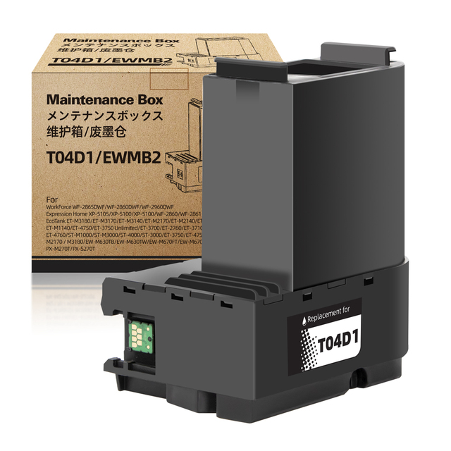 Topjet T04D1 Maintenance Box Cartridge T04D100 EWMB2 Waste Ink Tank Compatible for EPSON M1180 ET4750 L6170 L6190 Inkjet Printer