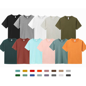 T-shirt pour homme personnalisé à manches courtes, col rond, coupe ample, en coton 100% tricoté, respirant, 240 GSM, design vierge, vente chaude - Product Image 1