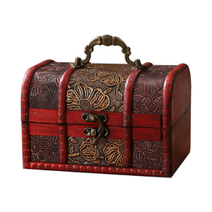 Retro Wooden <b>Storage</b> Box With Handle Flip Lid Decorative Jewelry Treasure <b>Chest</b> For Cosmetics Sundries Headphone Cables - Product Image 5