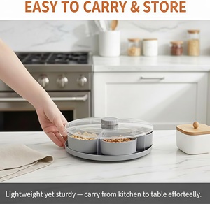 Plateau de service en PVC en forme de fleur, à compartiments, avec couvercle et design rotatif universel à 360° pour assiette de repas de Pâques - Vente en gros - Product Image 5