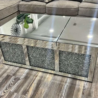 Nouvelle arrivée Table basse en diamant écrasé avec rangement Salon Table basse miroir avec rangement