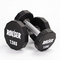 Dumbbell Rouser Fitness Grosir Logo Kustom 12-Sisi, Dumbbell Berat Tetap Urethane Tahan Lama dengan Gagang Baja Knurled