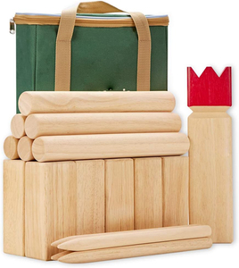 Jeu de Kubb Viking Chess pour l'extérieur avec étui de transport, jeu de lancer sur pelouse en <span class=keywords><strong>bois</strong></span> de caoutchouc pour la famille, les adolescents et les adultes - Product Image 1