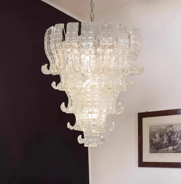 JYLIGHTING JYLIGHTING Wholesale CE UL Blue Textured Glass Silver Metal Chandelier Pendant Light Living Room Hotel Dimmable