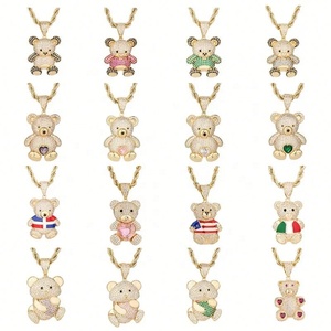 จี้หมีฮิปฮอปทองชุบ 14K ประดับเพชร CZ สำหรับเด็กและผู้ใหญ่ ดีไซน์ใหม่ล่าสุด - Product Image 1
