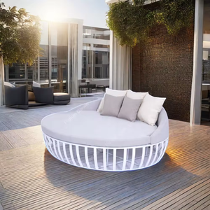 Vente chaude, design moderne, forme ronde, mobilier <span class=keywords><strong>de</strong></span> jardin d'extérieur, cadre <span class=keywords><strong>en</strong></span> aluminium <span class=keywords><strong>de</strong></span> haute qualité, lit <span class=keywords><strong>de</strong></span> <span class=keywords><strong>soleil</strong></span> <span class=keywords><strong>de</strong></span> plage - Product Image 4