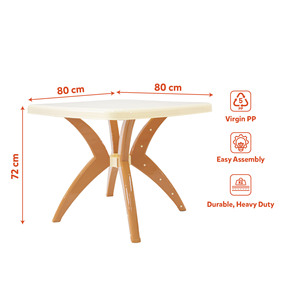 Table d'extérieur carrée moderne en plastique 80x80cm, en PP vierge, durable, résistante aux UV, empilable, facile à assembler, mobilier de jardin - Product Image 4