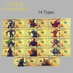 ชุดสะสมธนบัตรที่ระลึก 13 แบบ ลายการ์ตูนมาร์เวล  วัสดุ PET เคลือบทอง  พร้อมซอง - Product Image 1