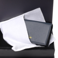 Porte-cartes en cuir bleu avec logo personnalisé, porte-monnaie souple exquis pour femmes, porte-cartes pour cadeaux promotionnels d'entreprise