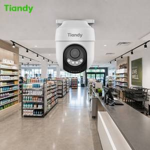 Caméra de sécurité Tiandy 4MP avec vision nocturne couleur, détection humaine, lumière d'alarme rouge et bleue, audio bidirectionnel, WiFi, pour la maison - Product Image 2