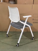 Chaise de bureau exécutive moderne en tissu maillé avec roulettes, tablette d'écriture, design pliable, siège confortable, chaise pliable mobile