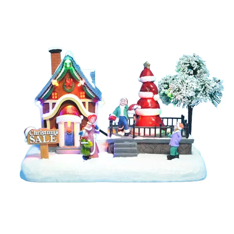 Подарки Санта-Клауса, Рождественское дерево, украшение для дома, детская фигурка, анимированные Мультяшные, ручной работы, деревенский подарок на фестиваль из смолы