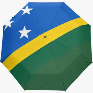 Parapluie pliant entièrement automatique à motif drapeau culturel des îles Salomon, double usage soleil/pluie, thème national - Product Image 1