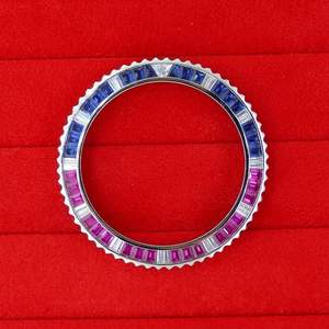 Piezas de reloj personalizadas, insertos de bisel de arcoíris hechos de acero inoxidable con <span class=keywords><strong>piedra</strong></span> arcoíris - Product Image 2