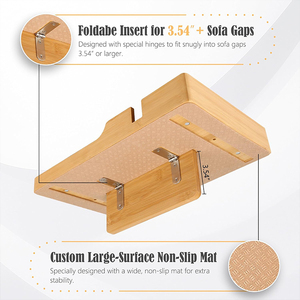 Plateau de canapé 2-en-1 en bambou pour collations et café, organisateur de canapé plat, s'adapte aux interstices de siège, table de canapé, plateau porte-gobelets pour canapé - Product Image 5