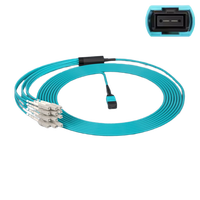 Harness MTP 1m (3ft), MTP-8 UPC (Female) ke 4 X LC UPC Duplex, 8 Serat, Multimode (OM4), Plenum (OFNP), 0.35dB Maks, Tipe B