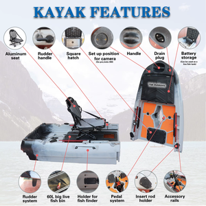 Kayak de Pesca Modular de 2.9M para 1 Persona, con Pedales Desmontables y Plegables, Motorizado, de HDPE, para Surf - Product Image 1