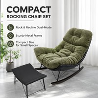 Ensemble de fauteuils inclinables à bascule en velours chenille écologique et durable avec structure en acier pour salon, chambre, bureau, appartement, hôtel