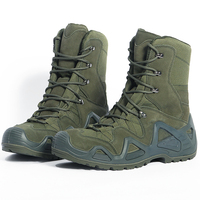 Bottes tactiques montantes imperméables à lacets - Légères, respirantes, semelle intermédiaire en caoutchouc PU antidérapante, tige en daim résistante aux taches