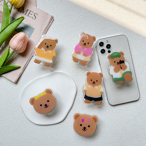 2023 한국어 스타일 귀여운 곰 아크릴 무료 크기 사용자 정의 로고 모바일 액세서리 전화 홀더 소켓 그립 브래킷 스탠드 - Product Image 2