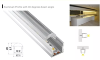 17x13.6mm 1M/2M/2.5M montage en Surface sous l'armoire profilé LED en Aluminium avec diffuseur d'objectif 15 / 60 degrés