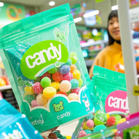 Sac en plastique mylar de marque personnalisée sacs d'emballage refermables anti-odeurs de bonbons au sucre gomme Pochette debout avec fenêtre à trou suspendu