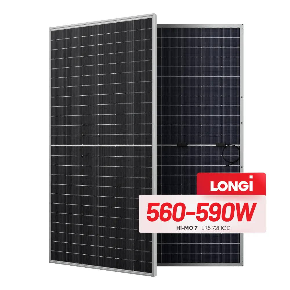 Longi Hi-Mo 7 Bifaciale Zonnepaneel 560W 570W 580W 590Watt Redelijke Prijs N-Type Topcon Mono Pv Modules