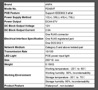 Répartiteur PoE extérieur étanche 48V vers 12V 12W, standard IEEE 802.3af/at, non isolé, 10/100Mbps, adaptateur empilable IP PD48VF