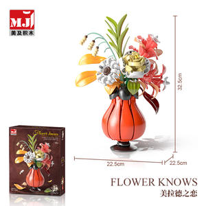 Merard's Love <b>Building</b> <b>Block</b> Bouquet 13068 Floral Blossoms 382 Pieces Tabletop Vase Home Decoration - Product Image 5