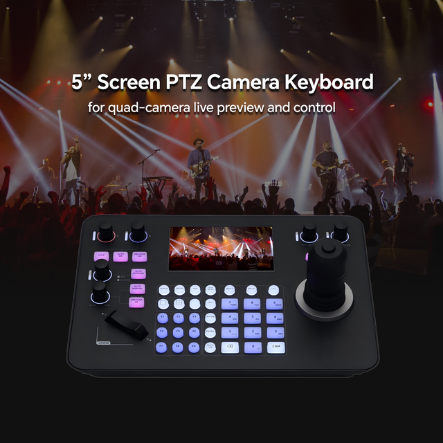 Professional-Grade 5-Inch Screen PTZ Camera Controller Ergonomic 4K for I Quad Camera Live Previews 255 Cameras Support